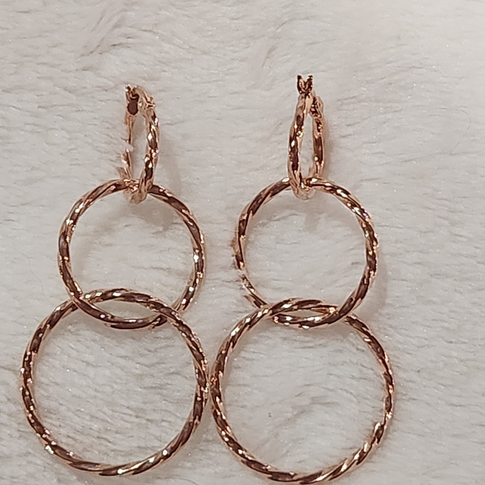 Atasay Kuyumculuk Gold Vermeil Silver Interlock Twisted Triple Hoop Earrings